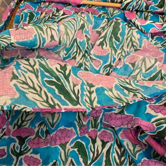 Warm NY || Izzie Drop Waist Floral Tie Dress Blue Pink XS - Picture 9 of 10